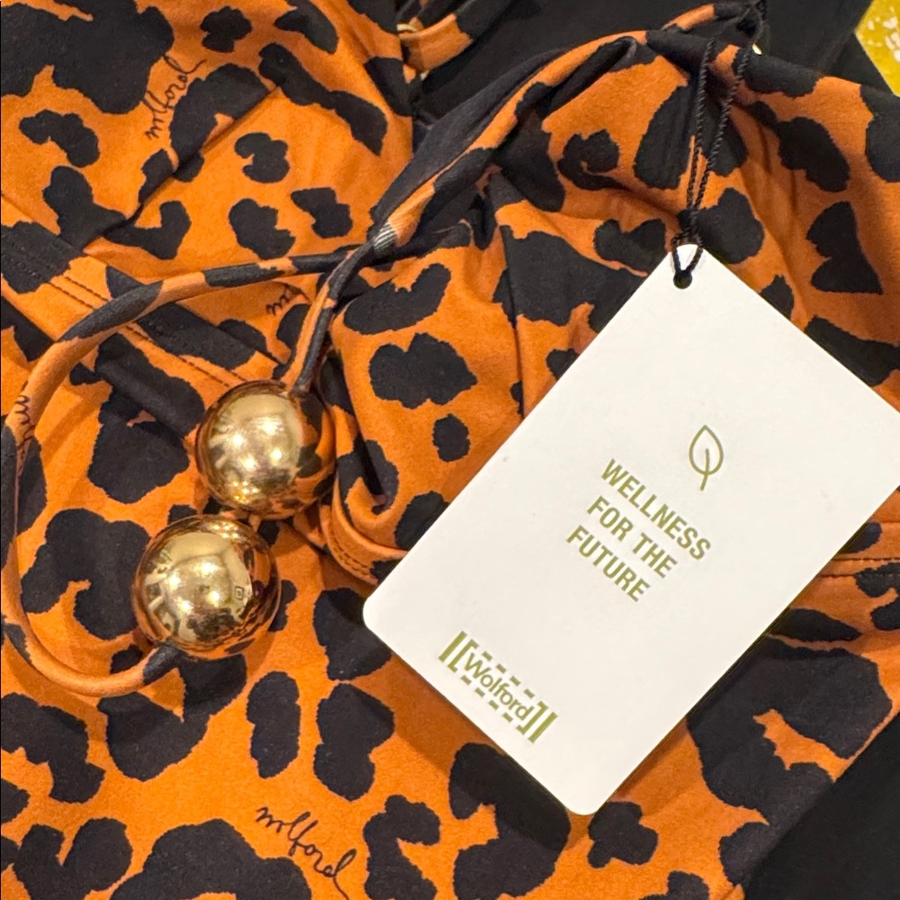 Wolford Bronze Print One Piece Swimsuit - NWT - XS push up effect, gold details - Picture 13 of 15